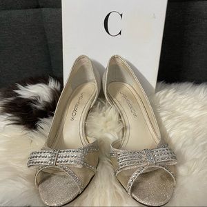 Silver Open Toe Heels